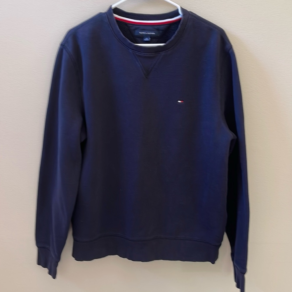 Tommy Hilfiger Navy Blue Cotton Crewneck Long Sleeve Sweatshirt Sz L - Picture 2 of 5